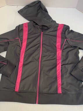 Gap Body Womens Size Large Gray and Pink Athletic Track Jacket Hooded